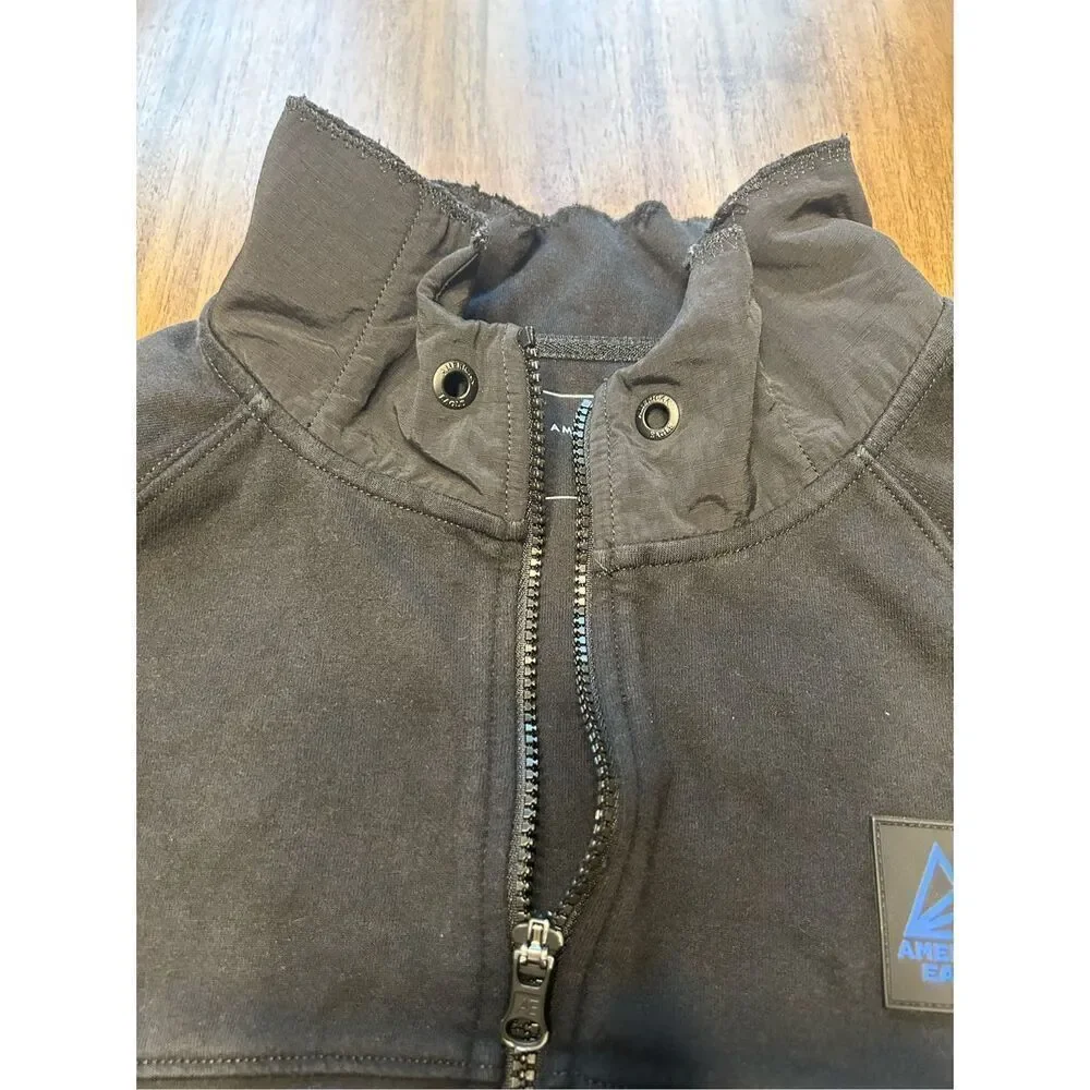 American Eagle Men’s Black Zip-Up Jacket Size Medium
